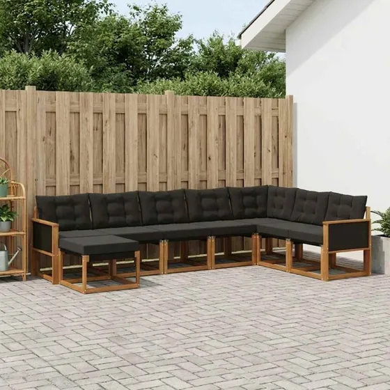vidaXL Udendørs Sofagruppe 8 pcs Natur/Sort