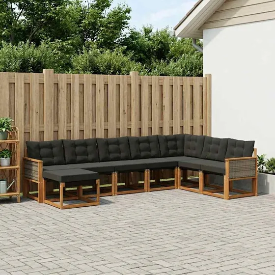 vidaXL Udendørs Sofagruppe 8 pc Natur/Sort