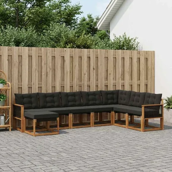 vidaXL Udendørs Sofagruppe 8 pc Natur/Sort