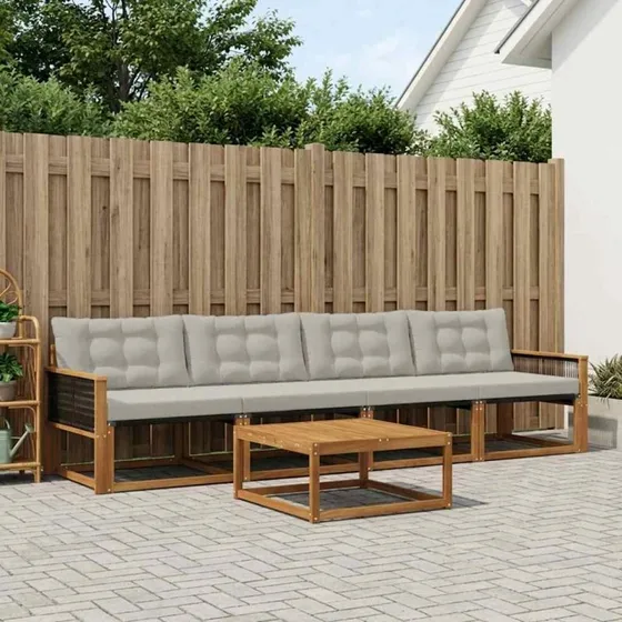 vidaXL Udendørs Sofagruppe 5-pces Akacietræ Natur/Lysegrå