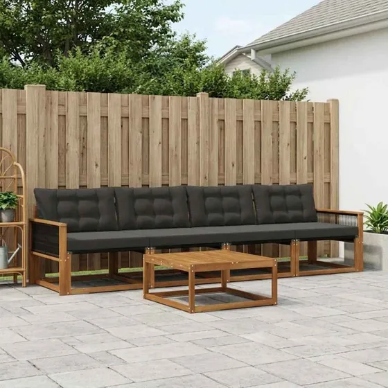 vidaXL Udendørs Sofagruppe 5-pcs Natur/Sort