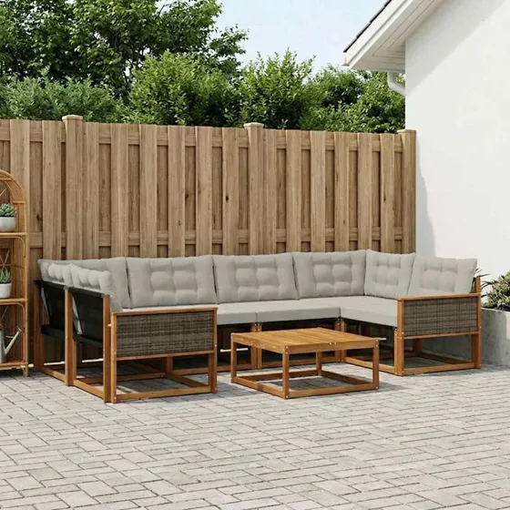 vidaXL Udendørs Sofagruppe 7 pc Natur/Lysegrå