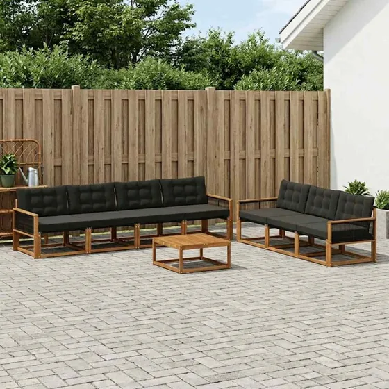 vidaXL Udendørs Sofagruppe 8 pc Natur/Sort