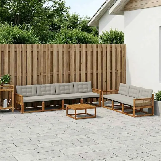 vidaXL Udendørs Sofagruppe 8 pc Natur/lysegrå