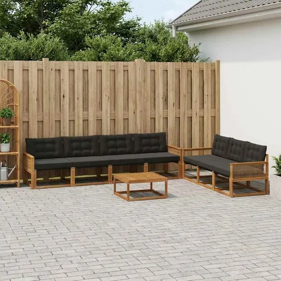 vidaXL Udendørs Sofagruppe 8 pc Natur/Sort