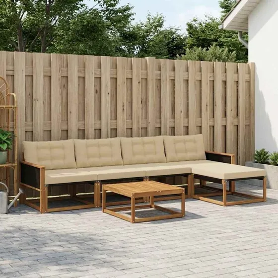 vidaXL Udendørs Sofagruppe 6 dels Naturlig Beige
