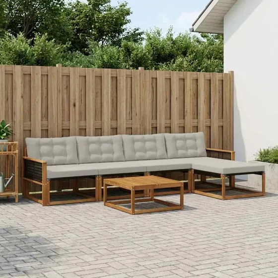 vidaXL Udendørs Sofagruppe 6 pc Natur/lysegrå