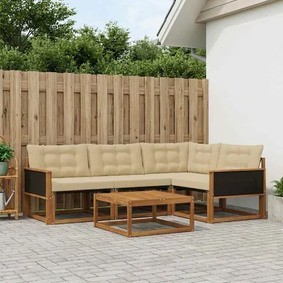 vidaXL Udendørs Sofagruppe 5-pcs Naturlig/Beige i Akacietræ