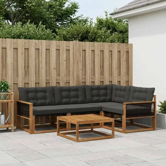 vidaXL Udendørs Sofagruppe 5 pcs Natur/Sort