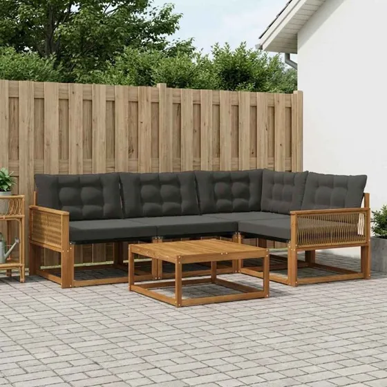 vidaXL Udendørs Sofagruppe 5-pcs Natur/Sort