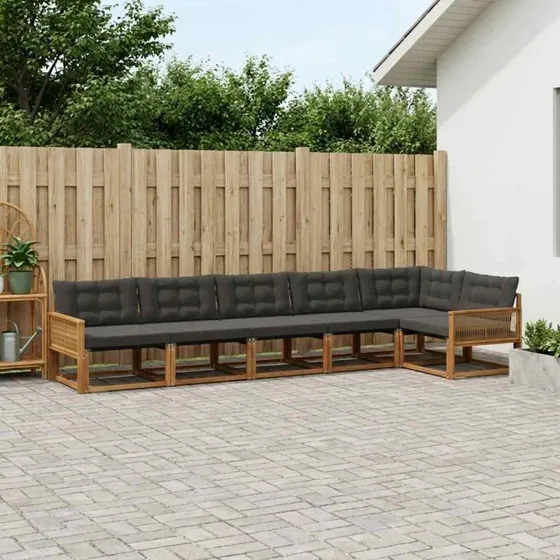 vidaXL Udendørs Sofagruppe 6 pc Natur/Sort