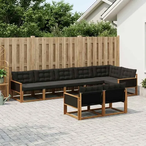 vidaXL Udendørs Sofagruppe 8 dele Natur/Sort