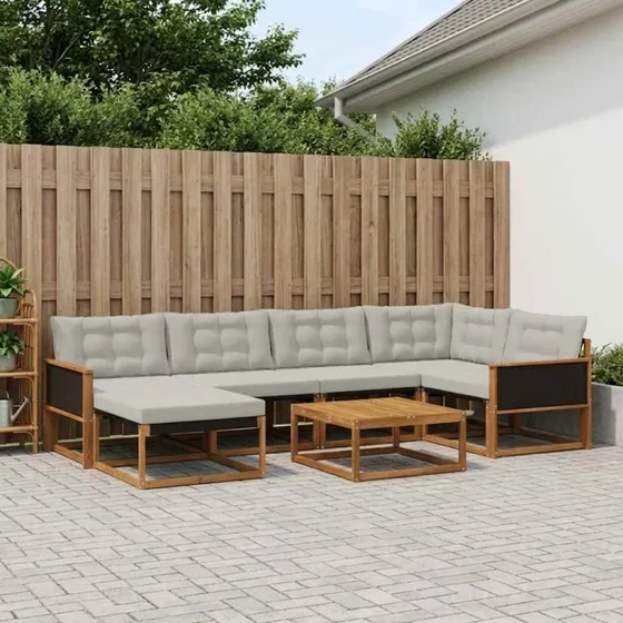 vidaXL Udendørs Sofagruppe 7 pc Natur/lysegrå