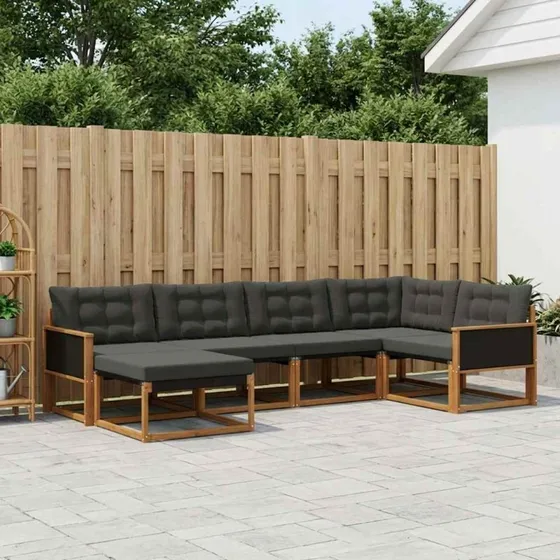 vidaXL Udendørs Sofagruppe 8 pc Natur/Sort