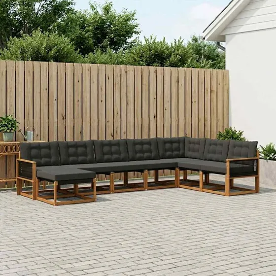 vidaXL Udendørs Sofagruppe 8 pcs Natur/Sort