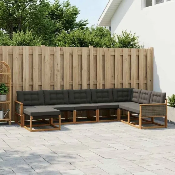 vidaXL Udendørs Sofagruppe 9 pcs Natur/Sort Akacietræ