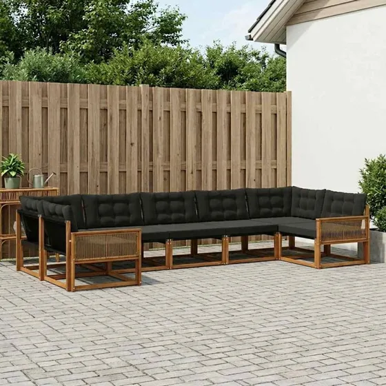 vidaXL Udendørs Sofagruppe 7 pc Natur/Sort
