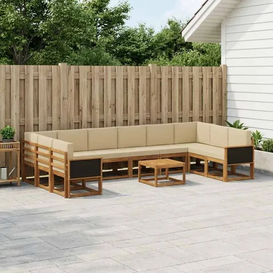 vidaXL Udendørs Sofagruppe 11 pcs Akacietræ Naturlig/Beige