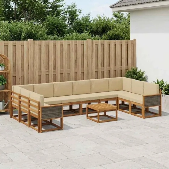 vidaXL Udendørs Sofagruppe 11 pcs Naturlig/Beige Akacietræ