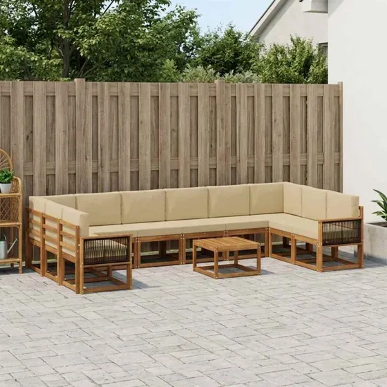 vidaXL Udendørs Sofagruppe 11 pcs Naturlig/Beige Akacietræ