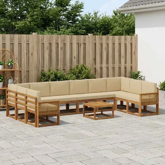 vidaXL Udendørs Sofagruppe 11 pcs Naturlig/Beige Akacietræ