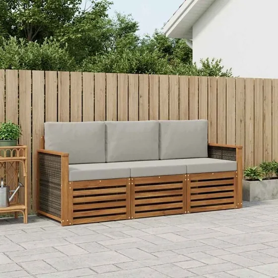 vidaXL 3-delet modulsofa i massivt akacietræ med puder