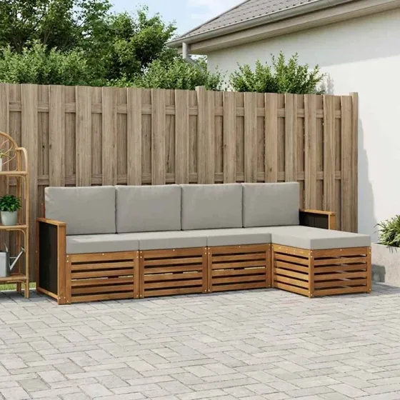 vidaXL Udendørs Sofagruppe 5-pces Natur/Lysegrå