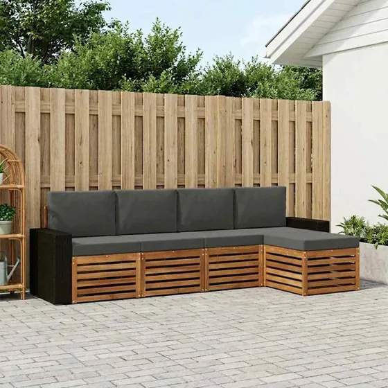 vidaXL Udendørs Sofagruppe 5-pces Naturlig/Antracit
