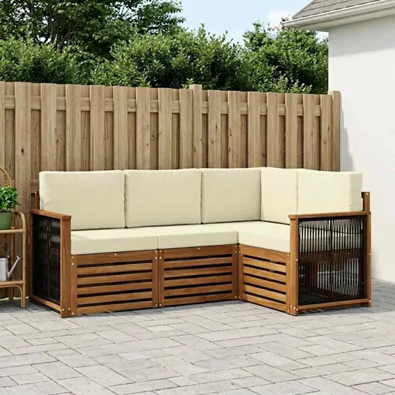vidaXL Sofasæt 4-pces i Massivt Akacietræ med Puder