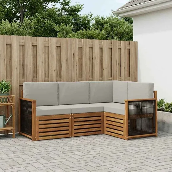 vidaXL Sofasæt 4-del i massivt akacietræ med puder