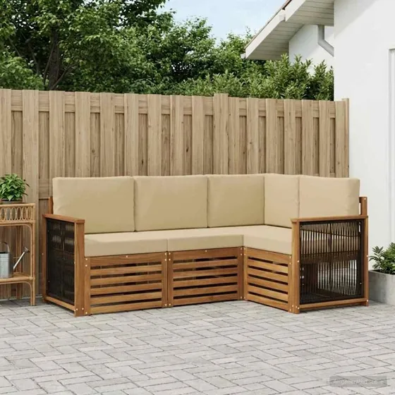 vidaXL Sofasæt 4-pces i Massivt Akacietræ med Puder