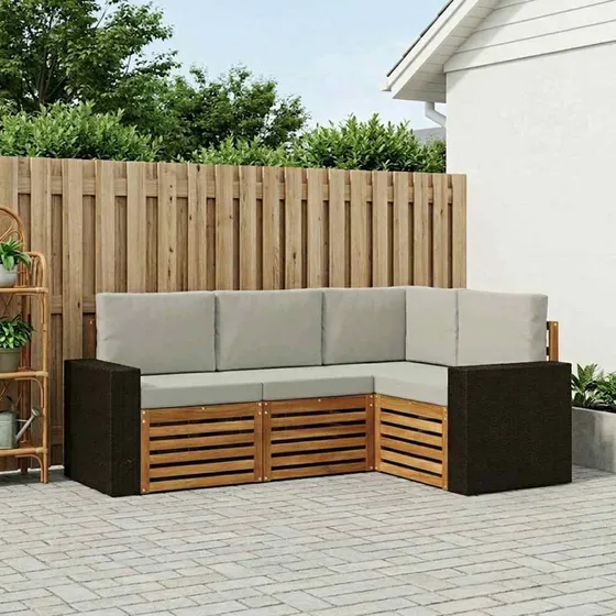 vidaXL Sofasæt 4-del i massivt akacietræ med puder