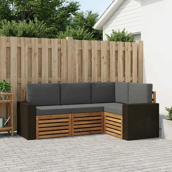 vidaXL Sofasæt 4-pces i Massivt Akacietræ med Puder