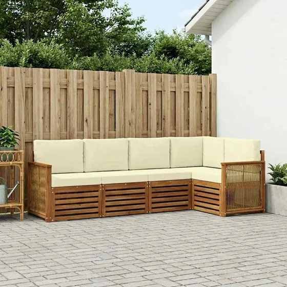 vidaXL Sektionalsofa sæt 4 pcs Naturlig/Fløde i Akacietræ