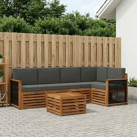 vidaXL Sektionalsofa 5-pcs Naturlig/Antracit Akacietræ