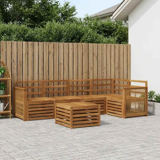 vidaXL Sektionalsofa 5-pces Naturakacietræ