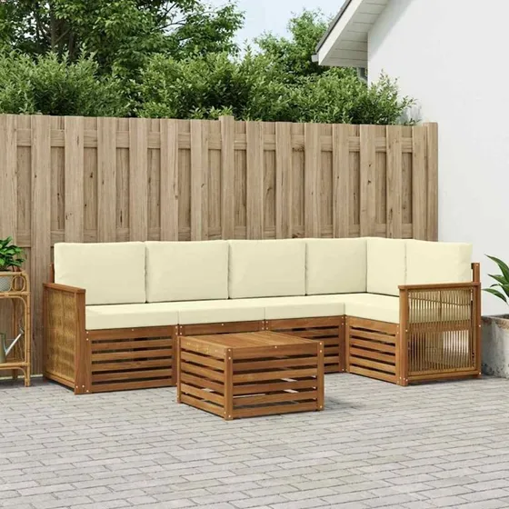 vidaXL Sektionalsofa sæt 5 pcs Naturlig/Fløde