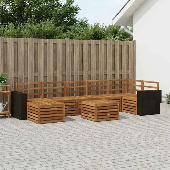vidaXL Udendørs Sofagruppe 8 pcs Naturfarvet Massivt Akacietræ
