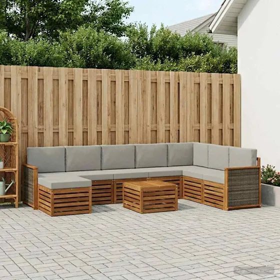 vidaXL Udendørs Sofagruppe 7 pc Natur/lysegrå