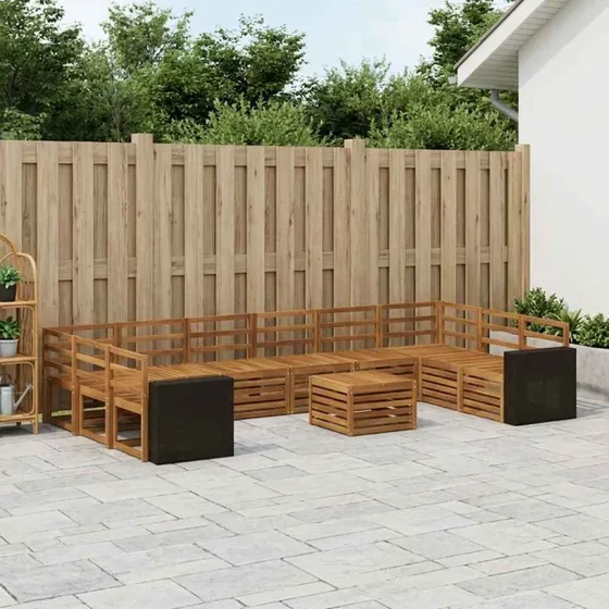 vidaXL Udendørs Sofagruppe 11 pcs Naturfarvet Akacietræ