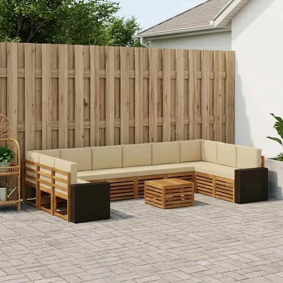 vidaXL Udendørs Sofagruppe 11 pcs Akacietræ Naturlig/Beige