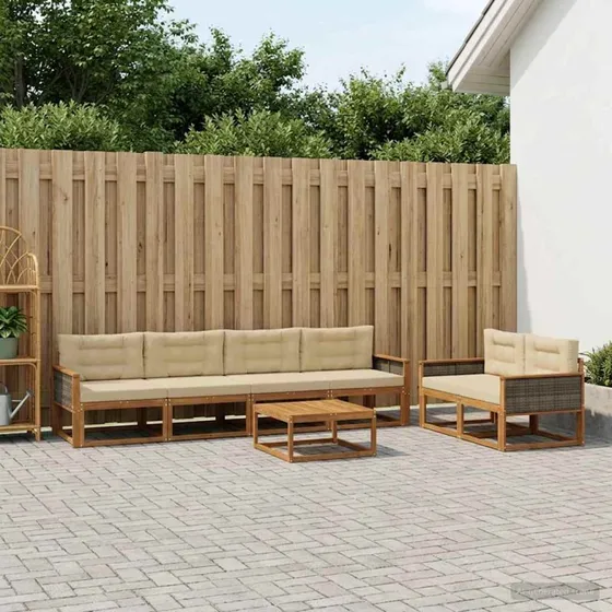 vidaXL Udendørs Sofagruppe 7 Deler Naturlig/Beige