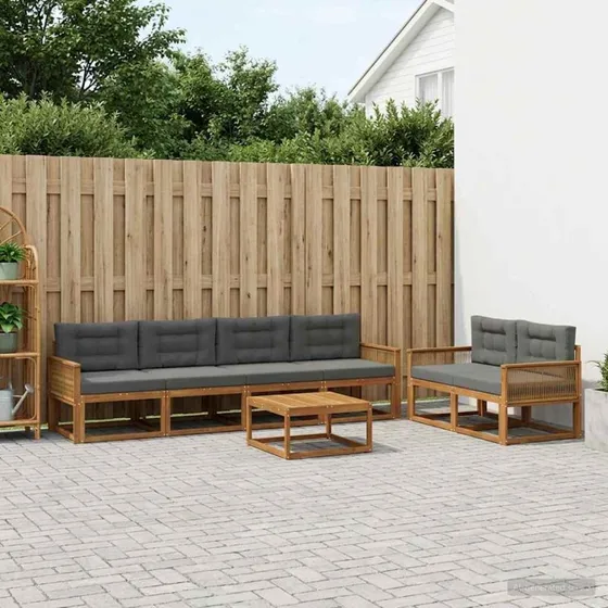 vidaXL Udendørs Sofagruppe 7 Dele Naturlig/Antracit