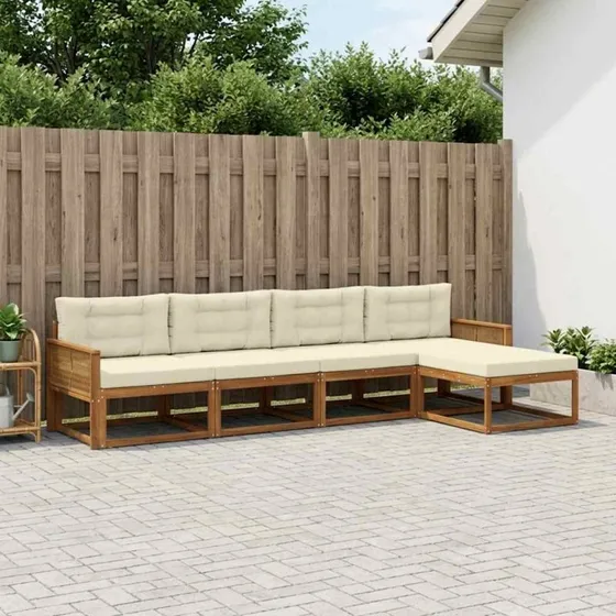 vidaXL Udendørs Sofagruppe 5-pcs Naturlig/Fløde
