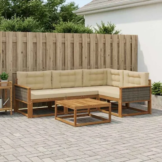 vidaXL Udendørs Sofagruppe 5-pces Naturlig/Beige i Akacietræ