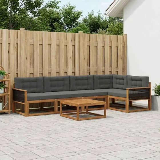 vidaXL Udendørs Sofagruppe 6 dels Naturlig/Antracit