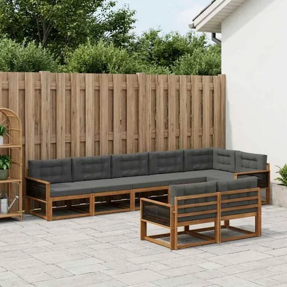vidaXL Udendørs Sofagruppe 8 stk. Naturlig/Antracit