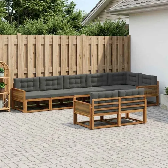 vidaXL Udendørs Sofagruppe 8 stk Naturlig/Antracit