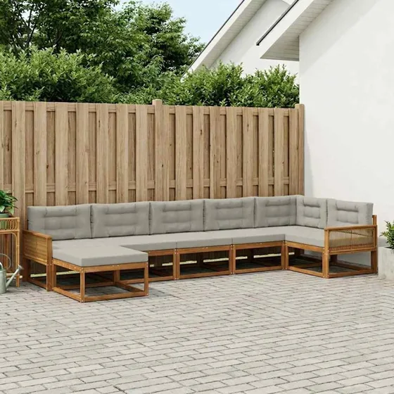 vidaXL Udendørs Sofagruppe 7 pc Natur/Lysegrå