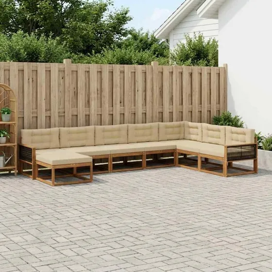 vidaXL Udendørs Sofagruppe 8 pcs Naturlig/Beige i Akacietræ